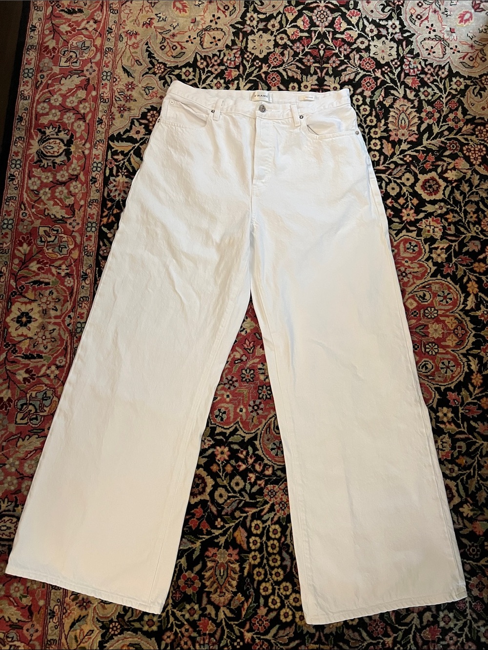 Frame Denim "The Loose" high waist wide leg white jeans size 29